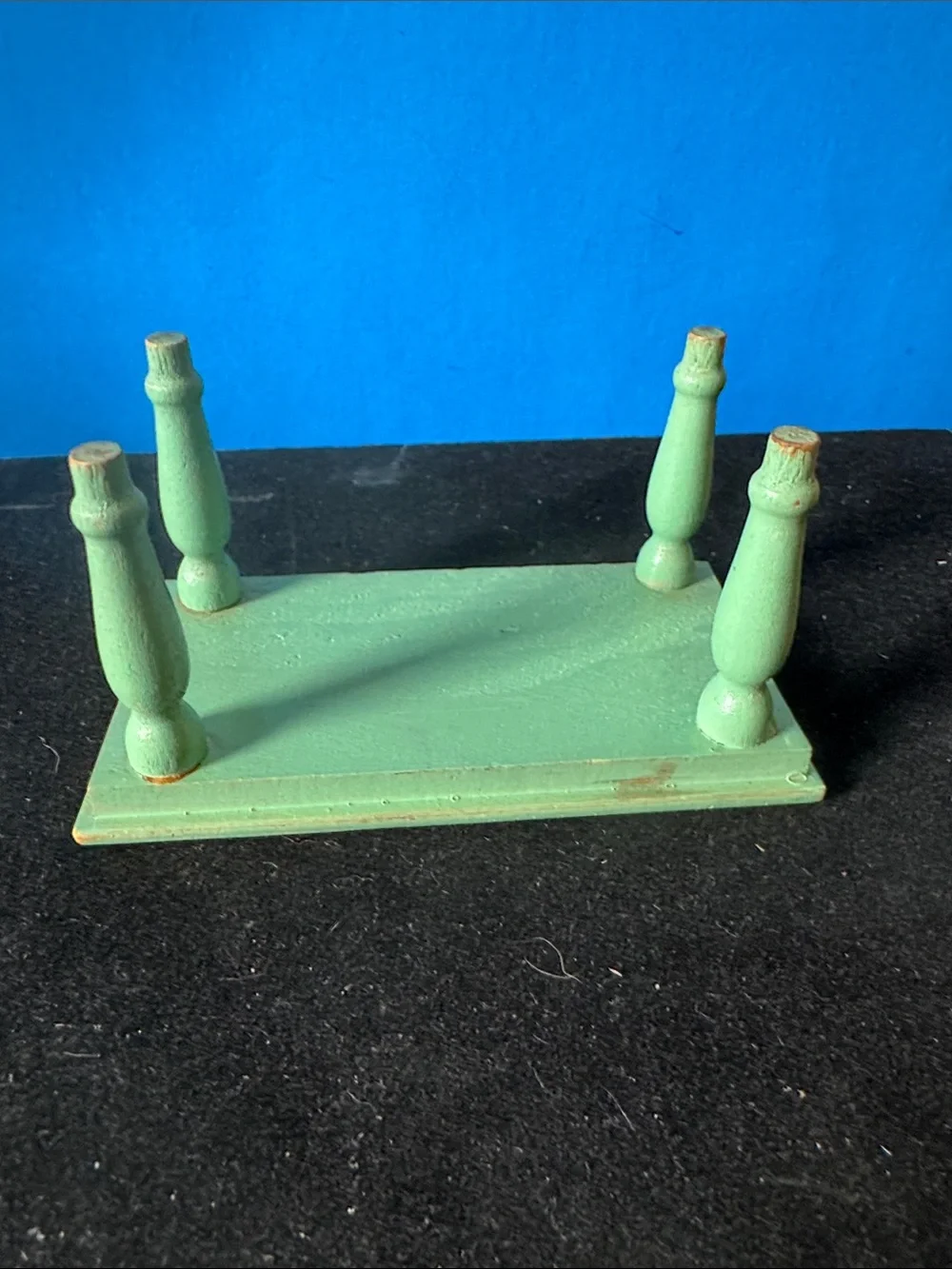 Rustic, vintage dollhouse Green Wooden Pedestal Table-distressed